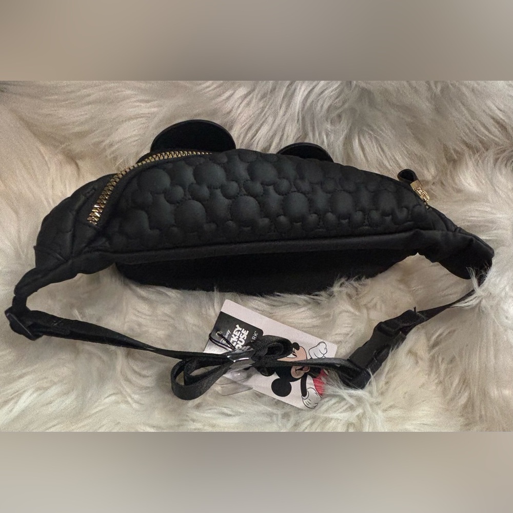 Disney Black Mickey Mouse Quilted Crossbody Belt Bag with Gold Hardware - Picture 6 of 9